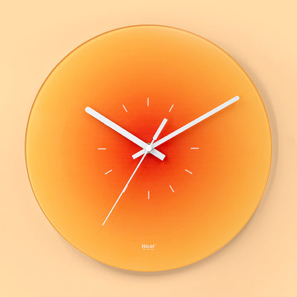 Gradient Glass Sunset Wall Clock, Silent Movement awithout-battery 14-inch by HitMyNeed
