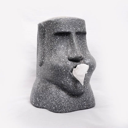 Gray Resin Easter Island Tissue Box Holder by HitMyNeed