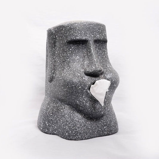 Gray Resin Easter Island Tissue Box Holder by HitMyNeed
