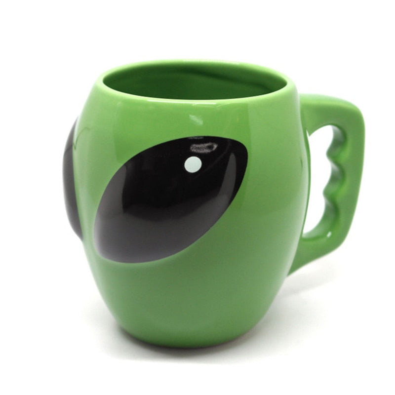 Green Ceramic Alien Coffee Mug 300ml by HitMyNeed