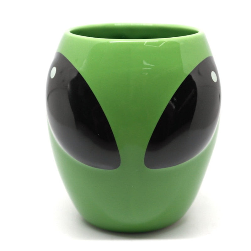 Green Ceramic Alien Coffee Mug 300ml by HitMyNeed