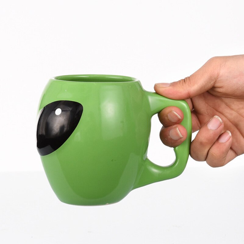 Green Ceramic Alien Coffee Mug 300ml by HitMyNeed