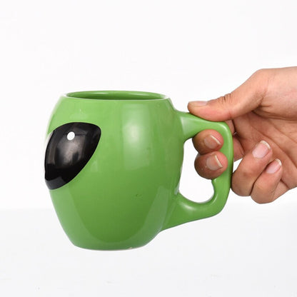 Green Ceramic Alien Coffee Mug 300ml by HitMyNeed