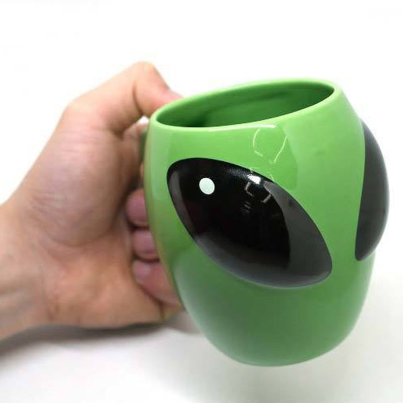 Green Ceramic Alien Coffee Mug 300ml by HitMyNeed