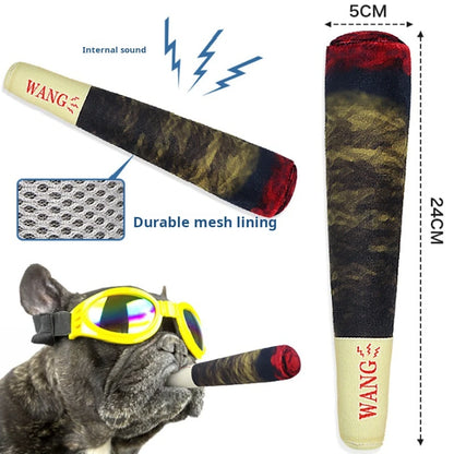 Green Cigar Interactive Plush Sound Toy for Dogs by HitMyNeed