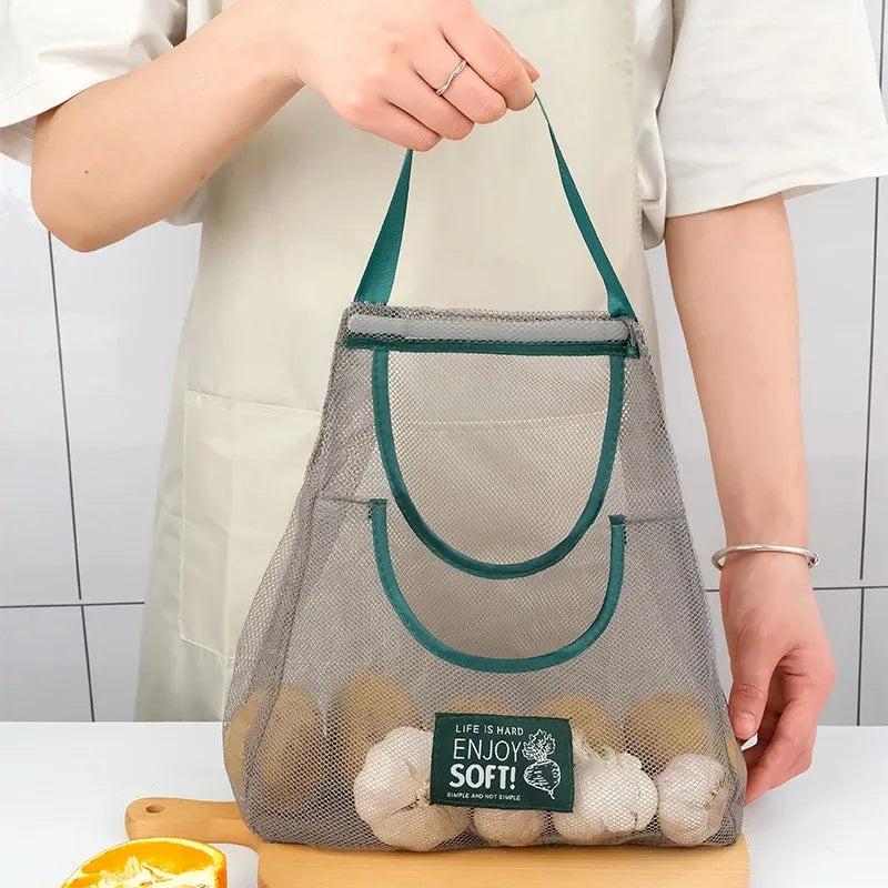 Green Hanging Mesh Bag for Fruit & Vegetable Storage by HitMyNeed