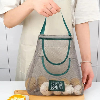 Green Hanging Mesh Bag for Fruit & Vegetable Storage by HitMyNeed