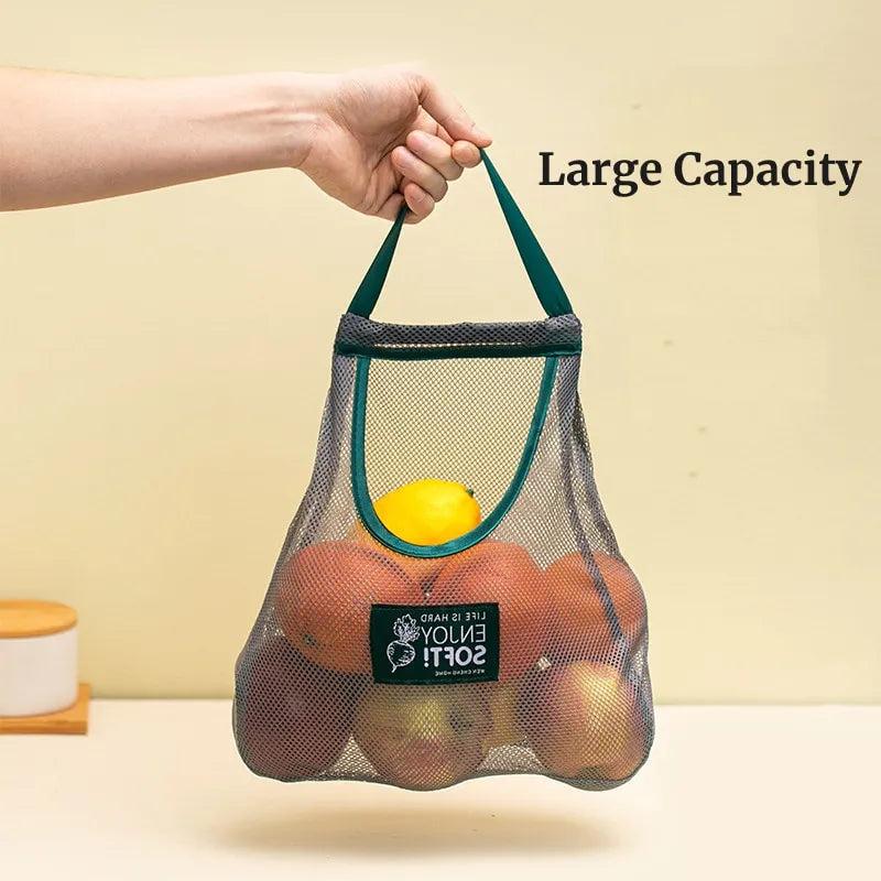 Green Hanging Mesh Bag for Fruit & Vegetable Storage by HitMyNeed