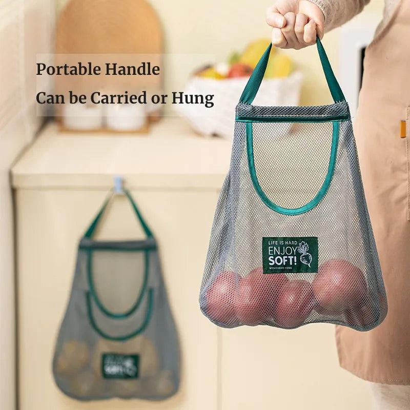 Green Hanging Mesh Bag for Fruit & Vegetable Storage by HitMyNeed