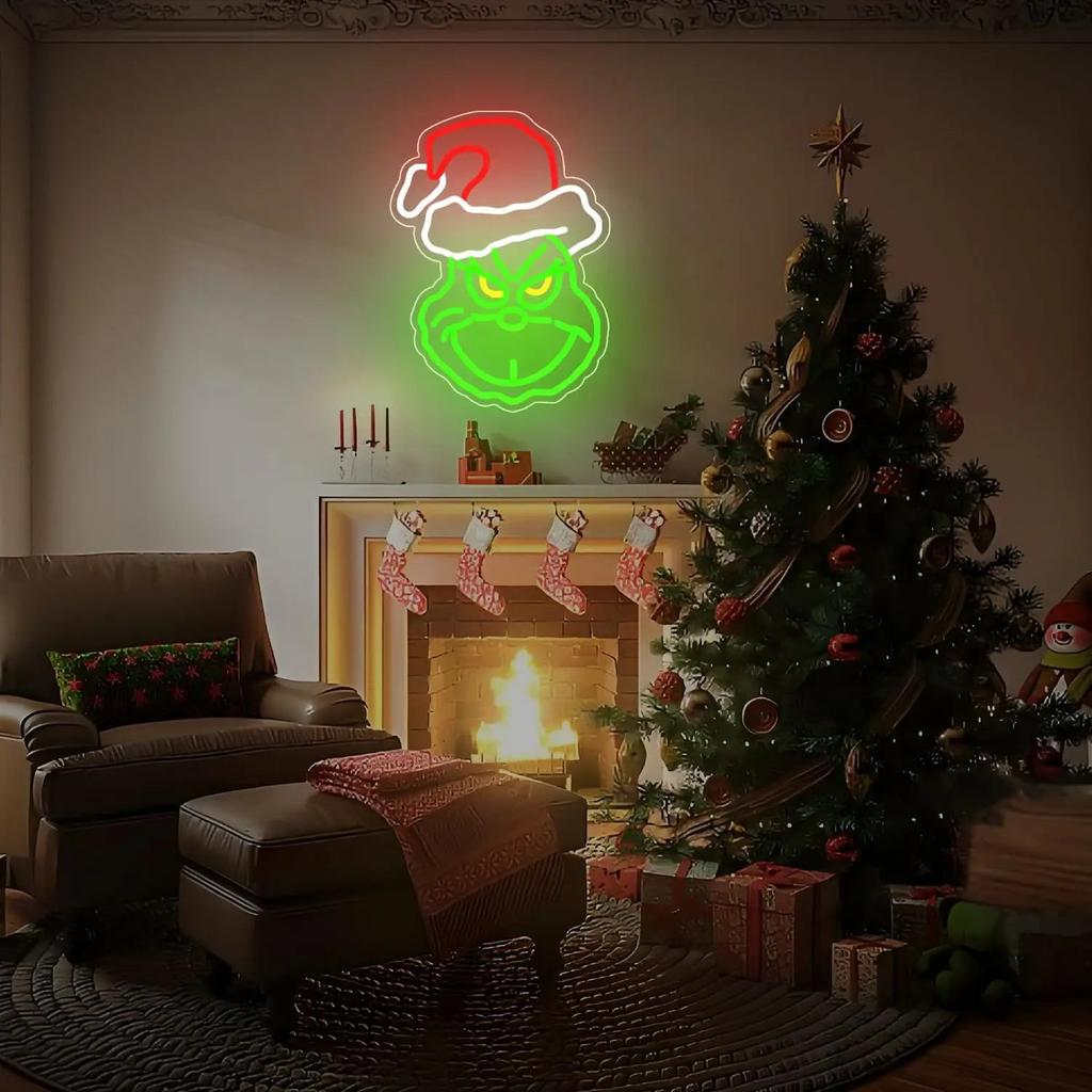 Grinch Christmas Neon Sign LED Wall Light 37.5 x 27.5cm by HitMyNeed