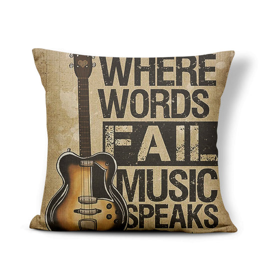 Guitar Design Linen Cotton Couch Pillow Cover 43x43cm by HitMyNeed
