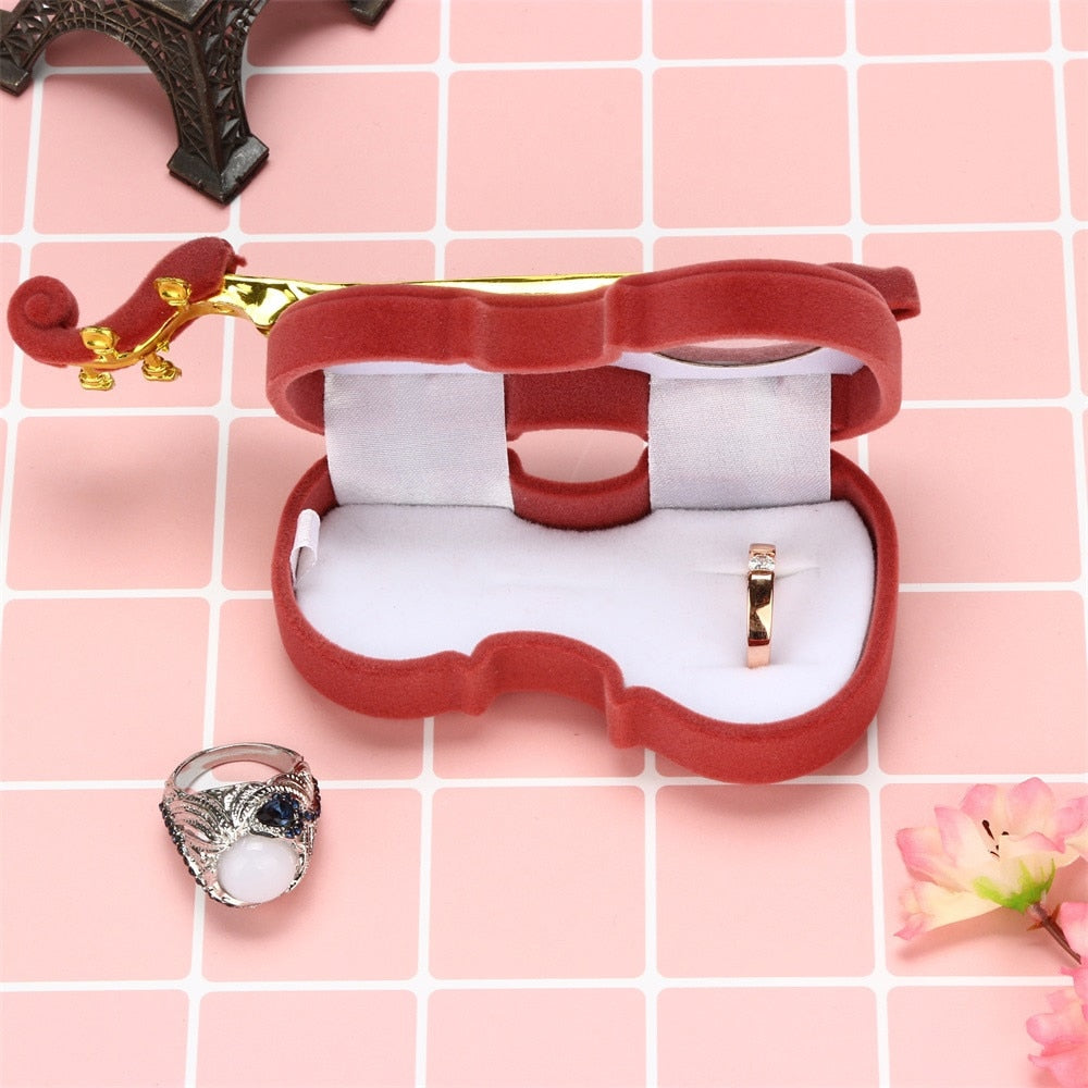 Guitar Shape Velvet Jewelry Gift Box by HitMyNeed