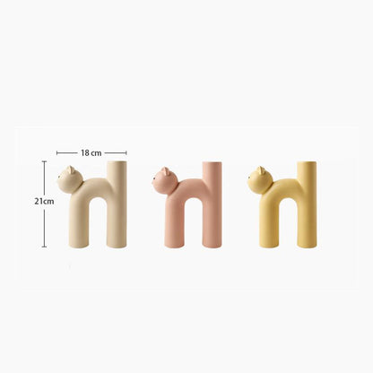 H-Shaped Ceramic Cat Vase for Modern Home Décor by HitMyNeed