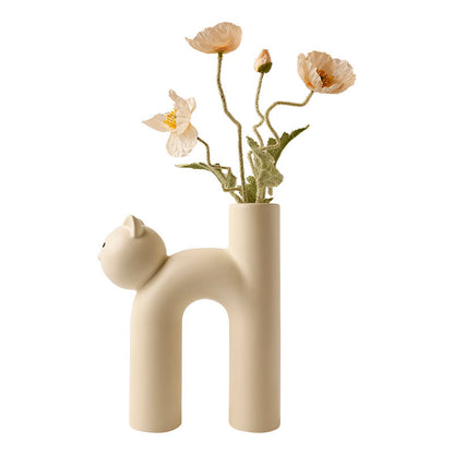 H-Shaped Ceramic Cat Vase for Modern Home Décor by HitMyNeed