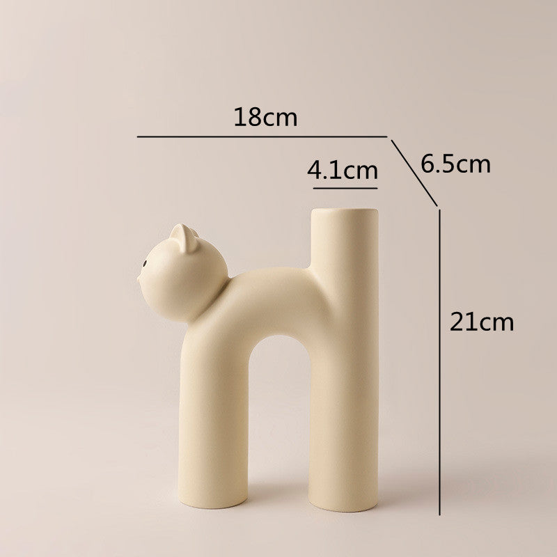 H-Shaped Ceramic Cat Vase for Modern Home Décor a by HitMyNeed