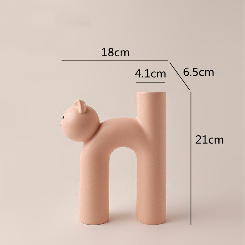 H-Shaped Ceramic Cat Vase for Modern Home Décor c by HitMyNeed