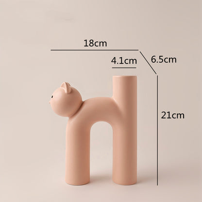 H-Shaped Ceramic Cat Vase for Modern Home Décor c by HitMyNeed