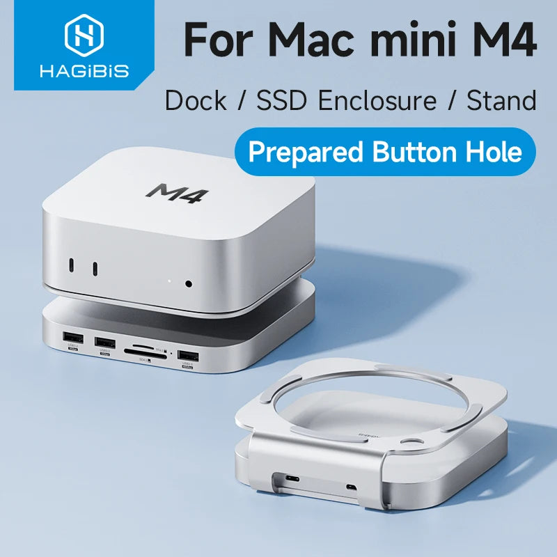 Hagibis USB‑C Hub & M.2 SSD Stand for Mac mini M4/M4 Pro by HitMyNeed