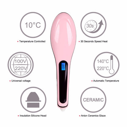 Hair Straightening Brush with LED Temperature Display by HitMyNeed