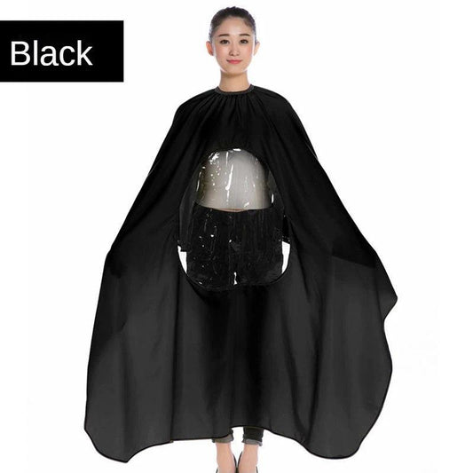 Haircut Cape with Transparent Phone Window black by HitMyNeed