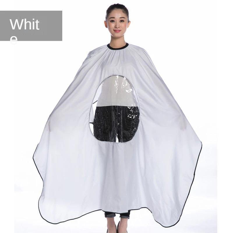 Haircut Cape with Transparent Phone Window white by HitMyNeed