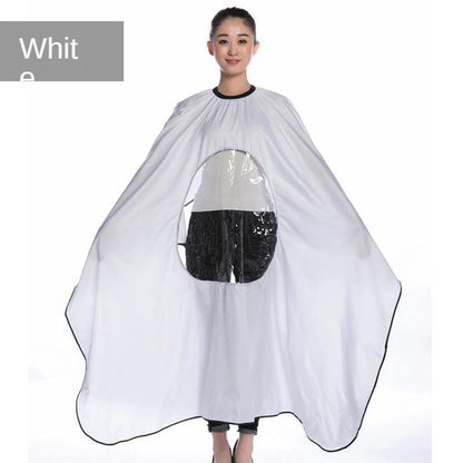 Haircut Cape with Transparent Phone Window white by HitMyNeed