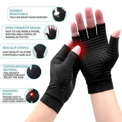 Half Finger Copper Compression Gloves for Arthritis by HitMyNeed