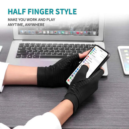 Half Finger Copper Compression Gloves for Arthritis by HitMyNeed