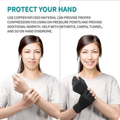 Half Finger Copper Compression Gloves for Arthritis by HitMyNeed