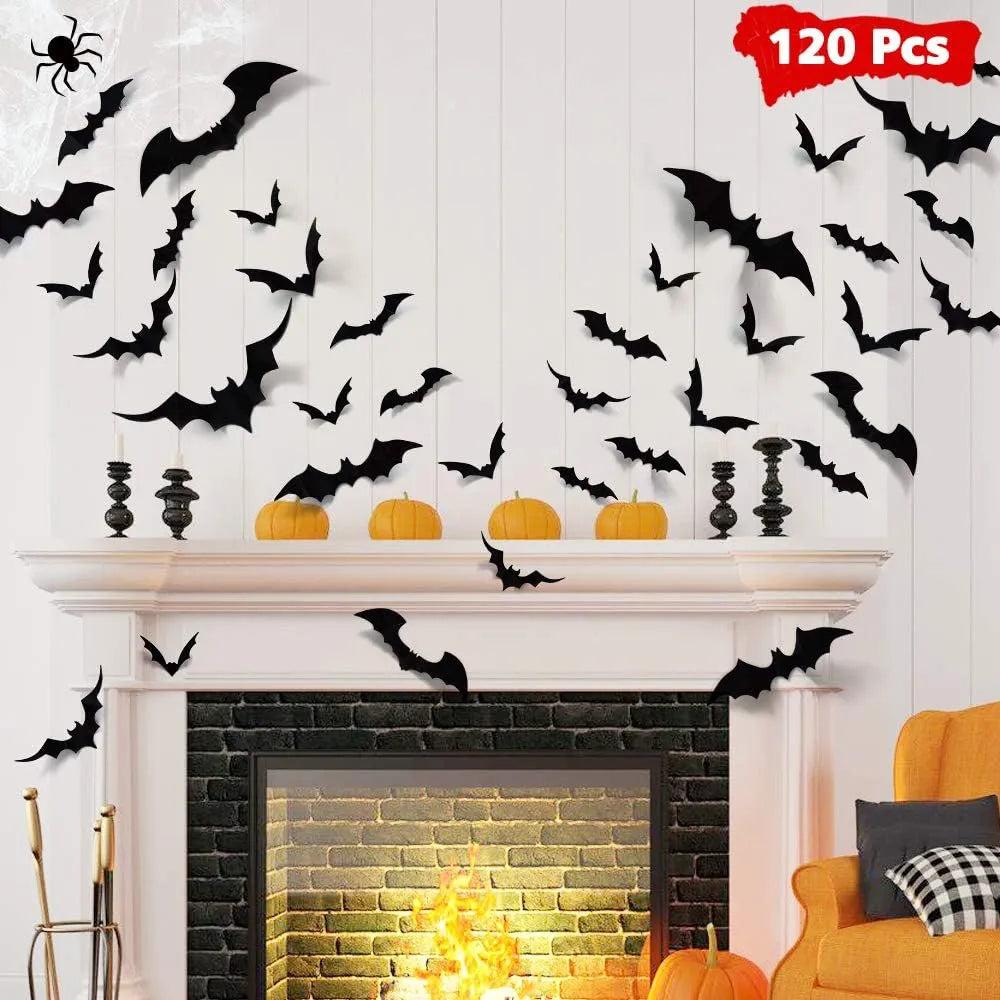 Halloween 3D Bat Wall Decorations Set (120 pcs) by HitMyNeed