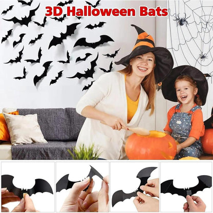 Halloween 3D Bat Wall Decorations Set (120 pcs) by HitMyNeed