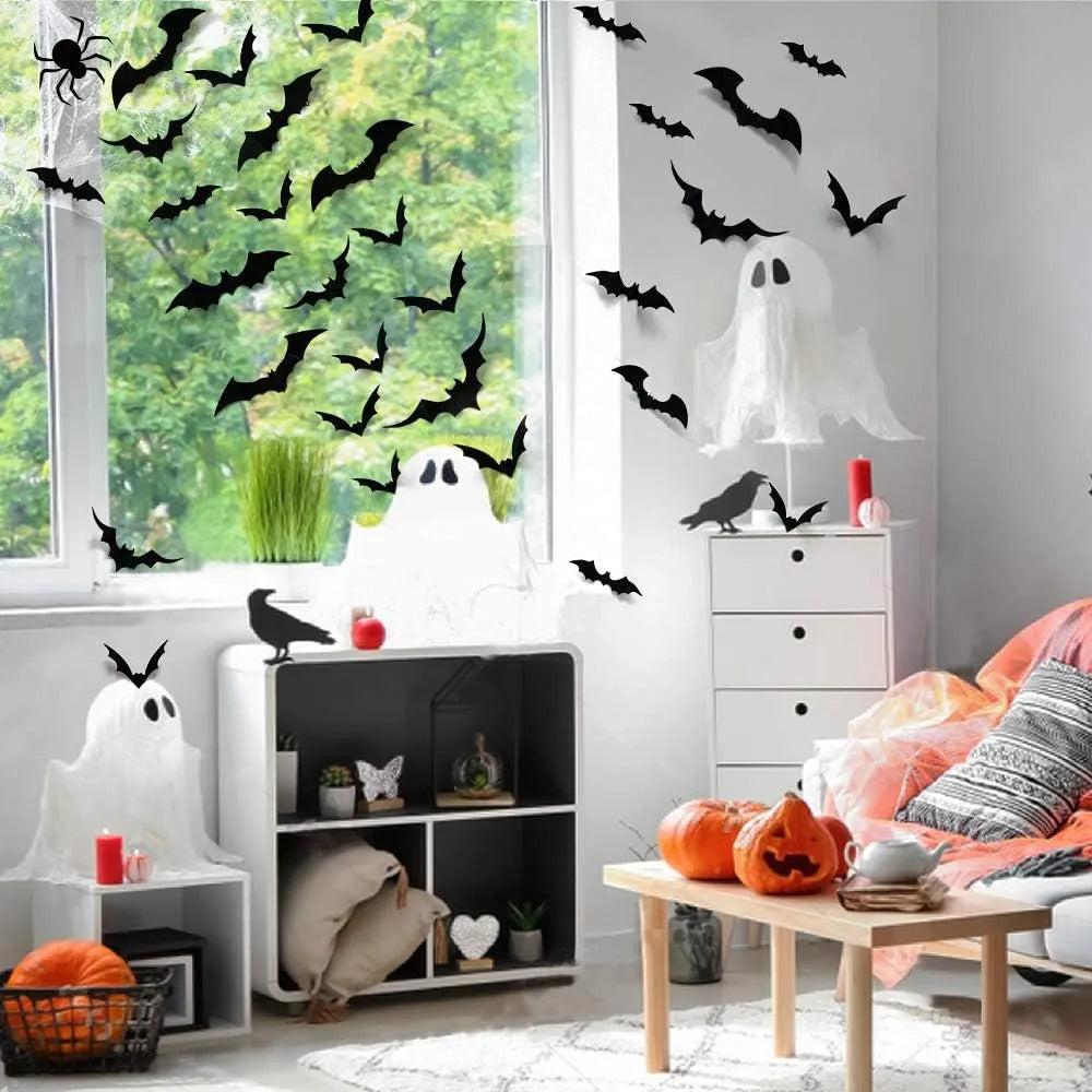 Halloween 3D Bat Wall Decorations Set (120 pcs) by HitMyNeed