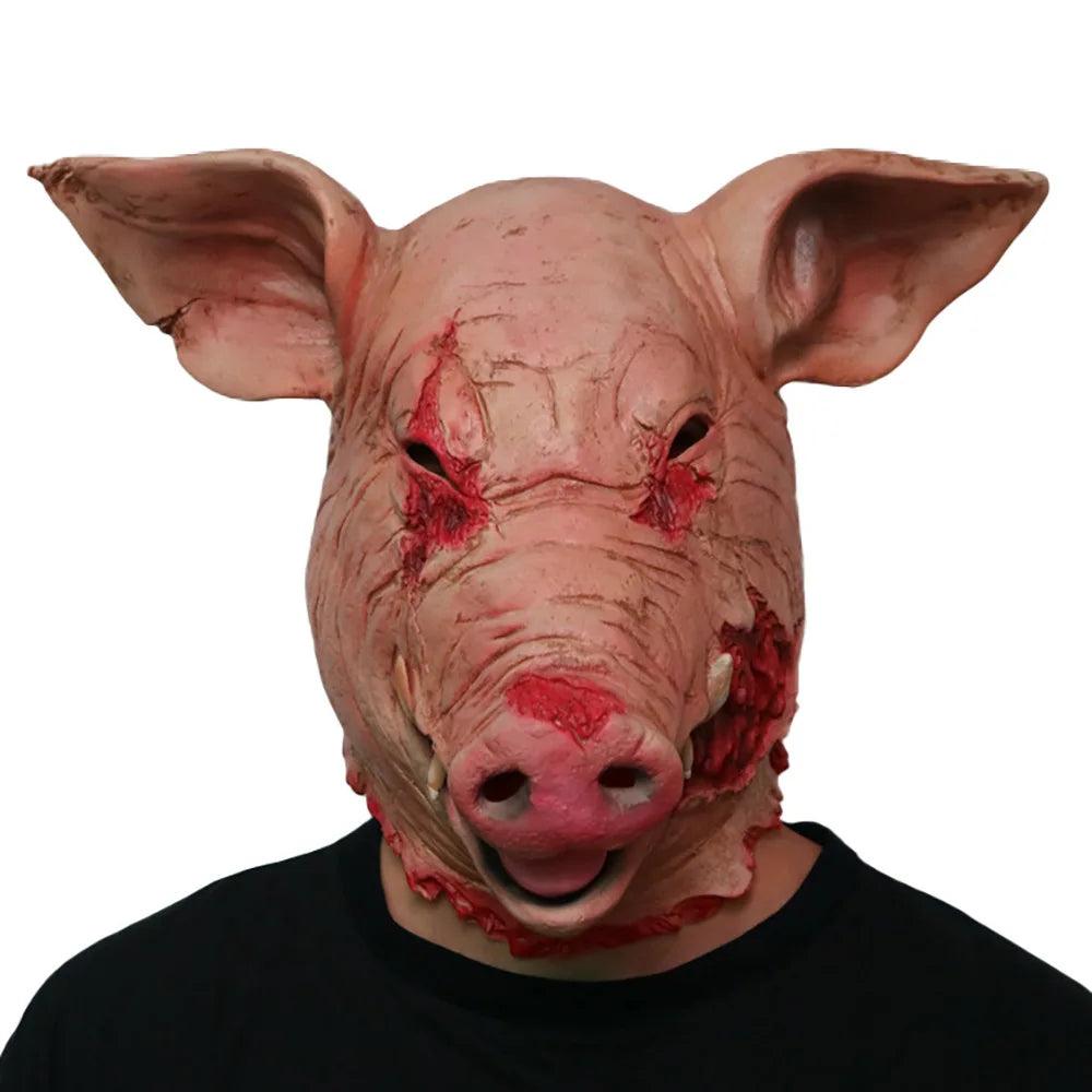 Halloween Bloody Pig Head Latex Horror Mask by HitMyNeed