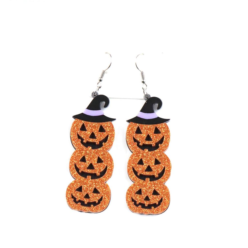 Halloween Dangle Pumpkin Earrings for Women by HitMyNeed