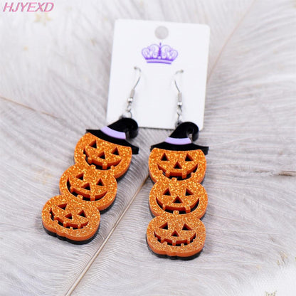 Halloween Dangle Pumpkin Earrings for Women by HitMyNeed