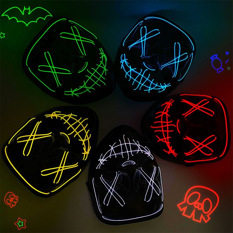 Halloween LED Neon Purge Mask Full Face Glow by HitMyNeed