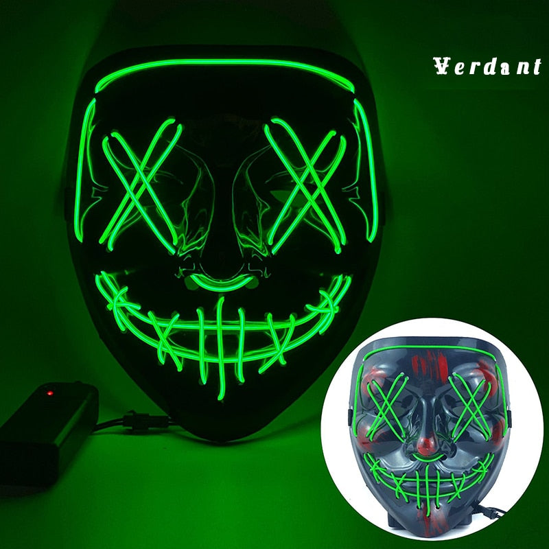 Halloween LED Neon Purge Mask Full Face Glow green by HitMyNeed