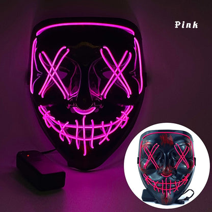 Halloween LED Neon Purge Mask Full Face Glow pink1 by HitMyNeed