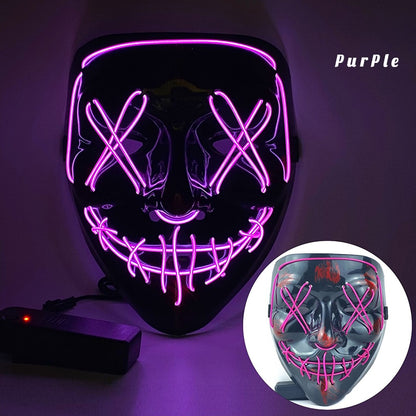 Halloween LED Neon Purge Mask Full Face Glow purple by HitMyNeed