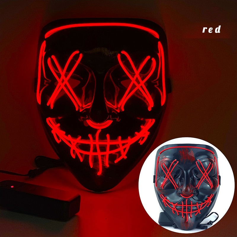 Halloween LED Neon Purge Mask Full Face Glow red by HitMyNeed