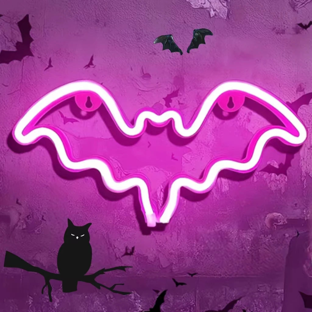 Halloween Neon Lights USB or Battery Indoor Decor bat-pink by HitMyNeed