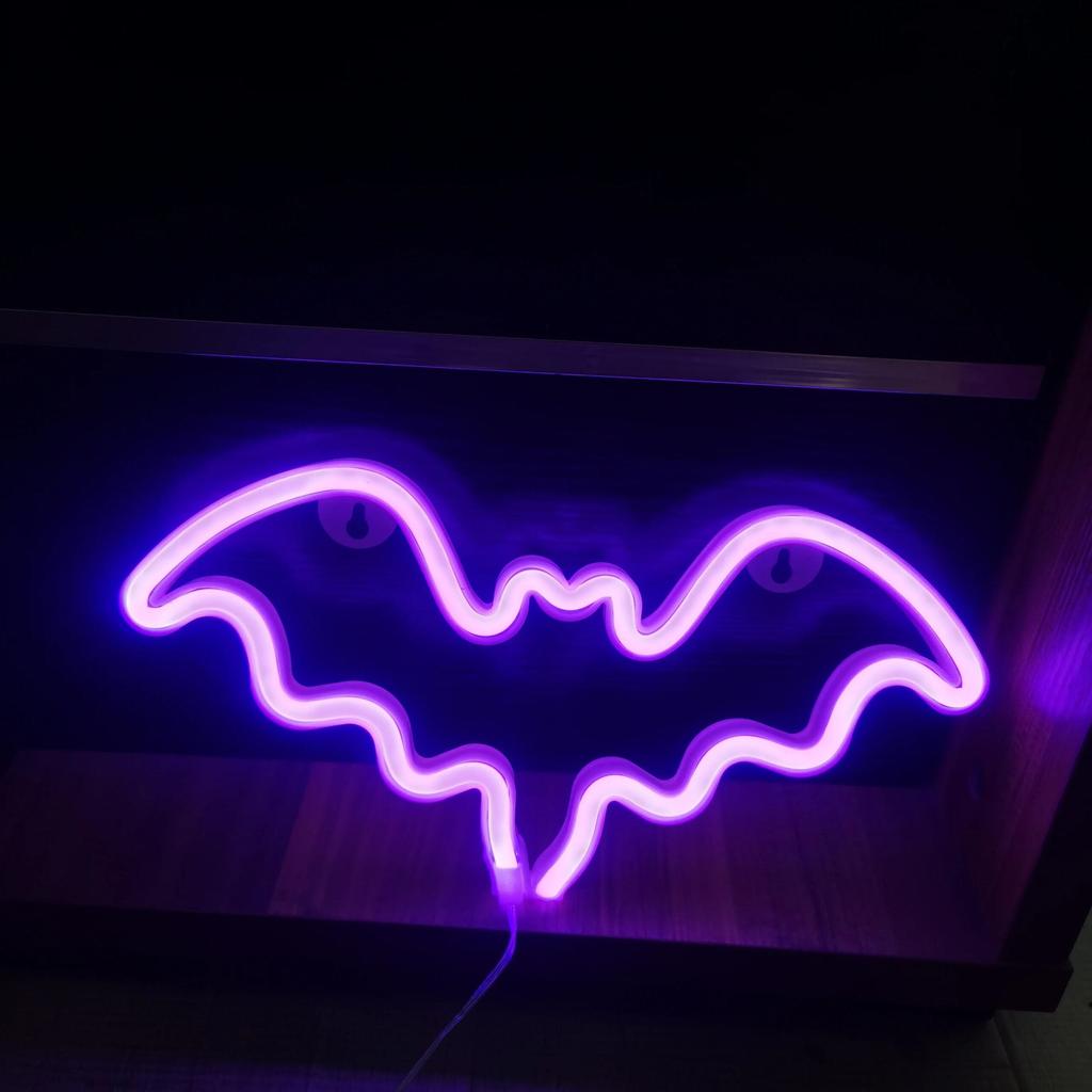 Halloween Neon Lights USB or Battery Indoor Decor bat-purple by HitMyNeed