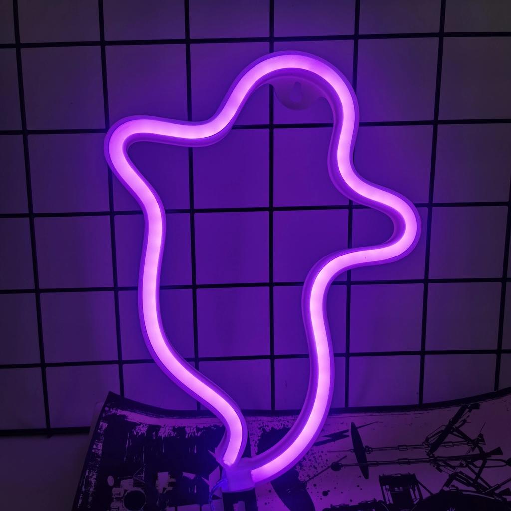 Halloween Neon Lights USB or Battery Indoor Decor ghost-purple by HitMyNeed