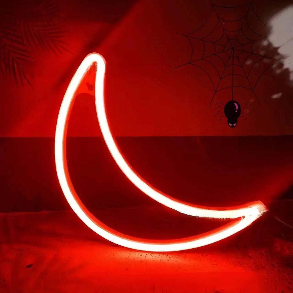 Halloween Neon Lights USB or Battery Indoor Decor moon-red by HitMyNeed