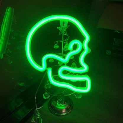 Halloween Neon Lights USB or Battery Indoor Decor skull-green by HitMyNeed