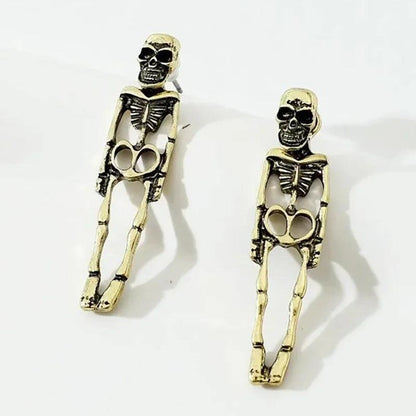 Halloween Skeleton Dangle Earrings for Women old-golden by HitMyNeed