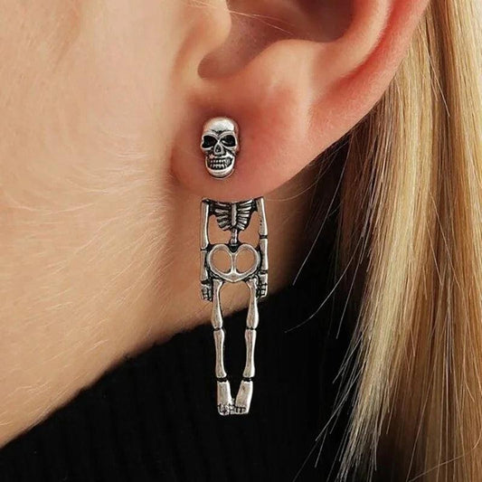 Halloween Skeleton Dangle Earrings for Women old-silvery by HitMyNeed