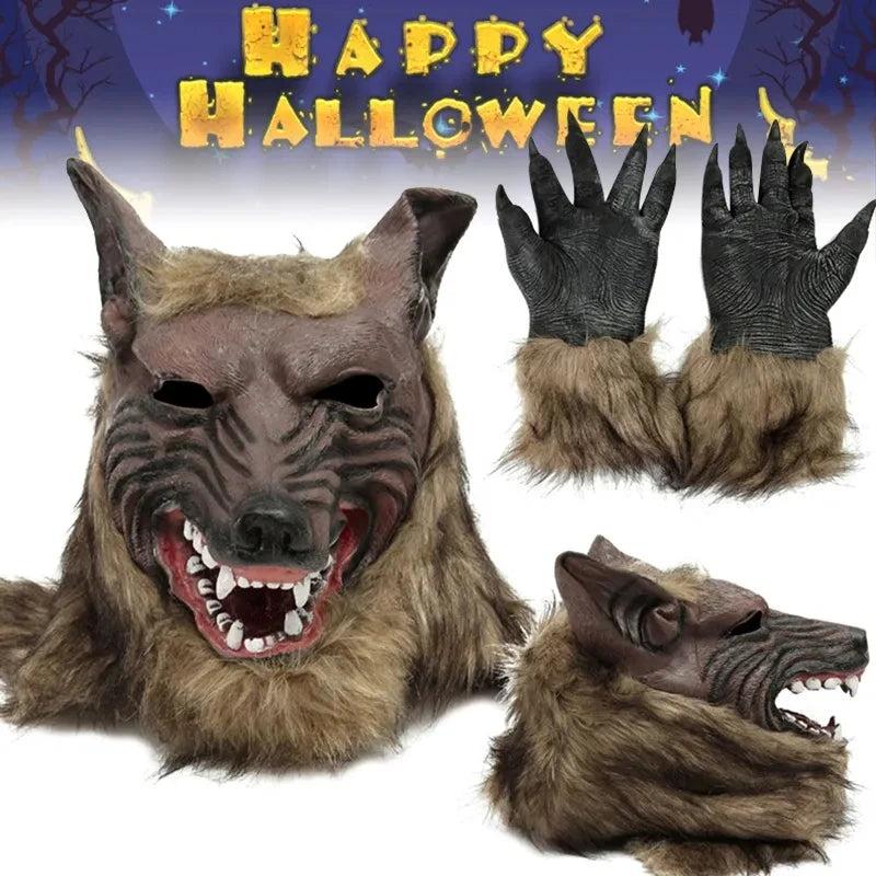 Halloween Werewolf Mask with Latex Gloves Set by HitMyNeed