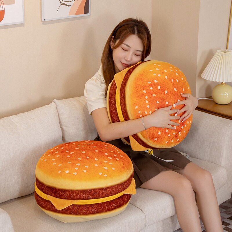 Hamburger Plush Cushion and Foldable Seat 40cm by HitMyNeed