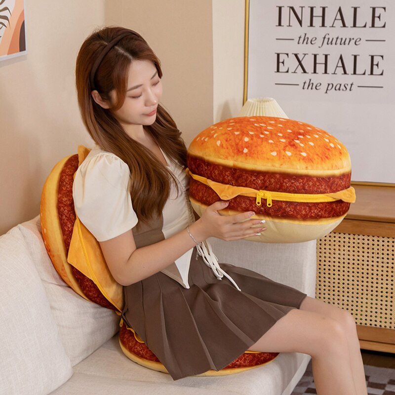 Hamburger Plush Cushion and Foldable Seat 40cm by HitMyNeed